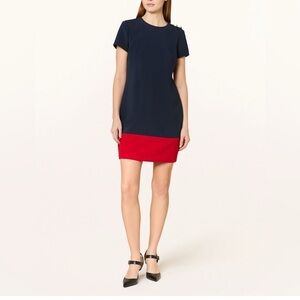 LAUREN RALPH LAUREN Two Tone Navy Red Anchor Buttons Sailor Shift Dress NWT